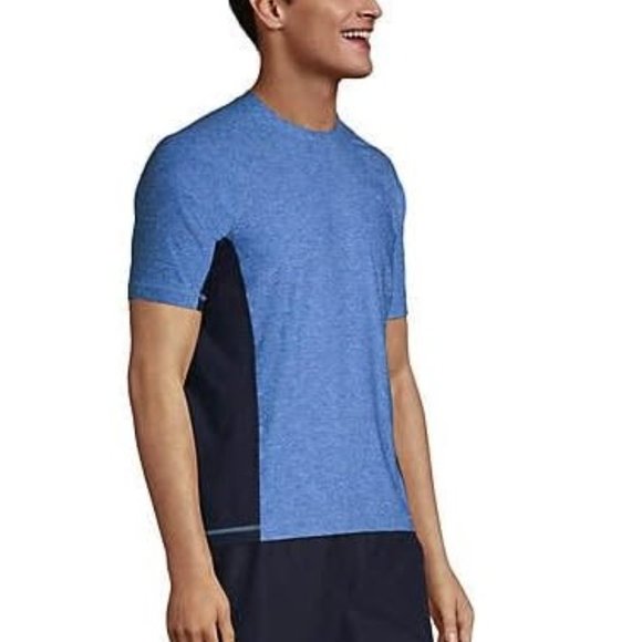 NWT Lands' End Men's Crew Neck Short Sleeve Rash Guard Blue UPF 50 XL $60 FLE209 - Picture 3 of 5